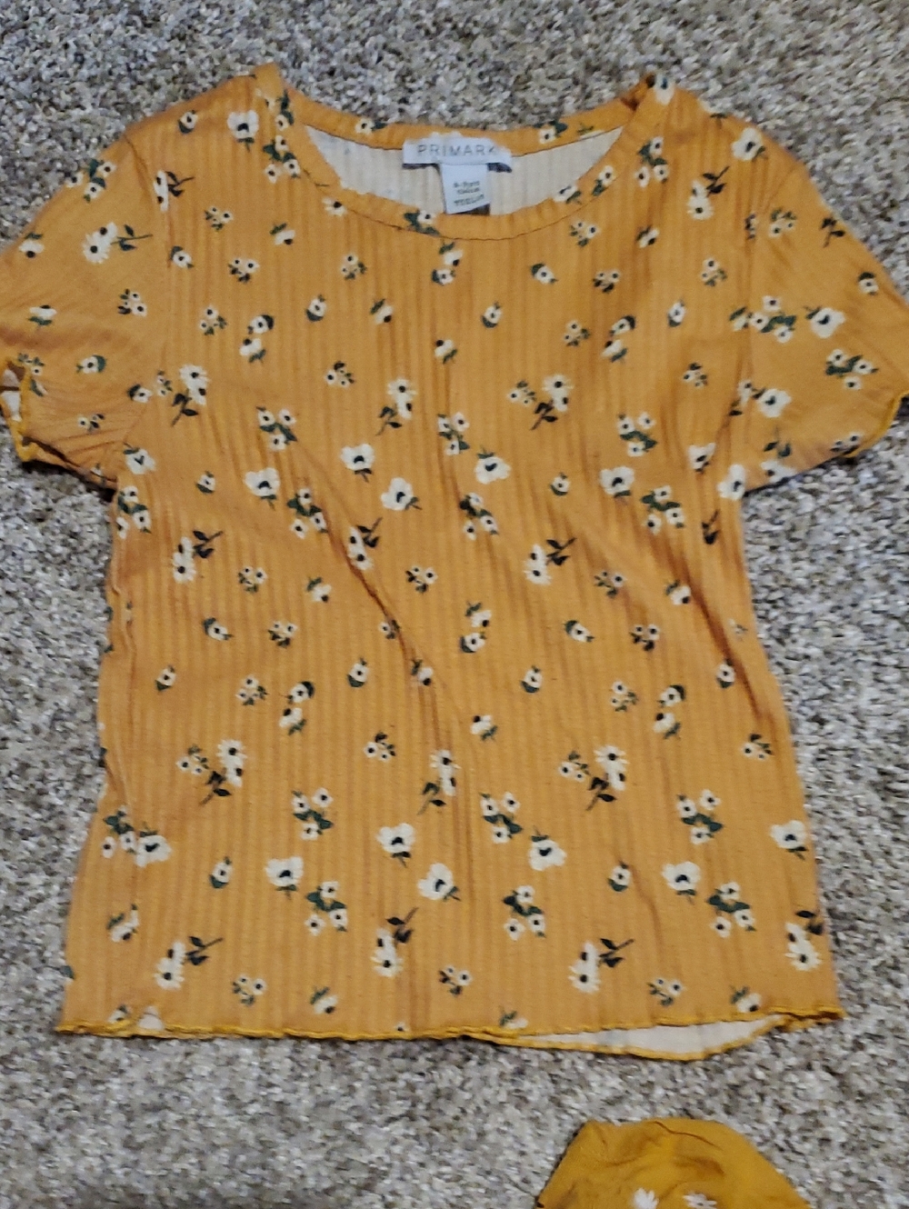 Primark Mustard Yellow Floral Short Sleeve Tee